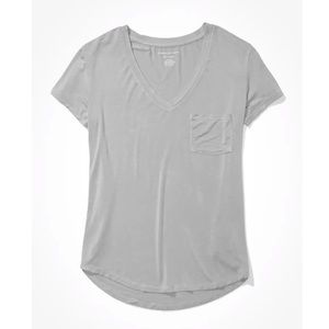 Soft & Sexy V-neck Gray Pocket Tee